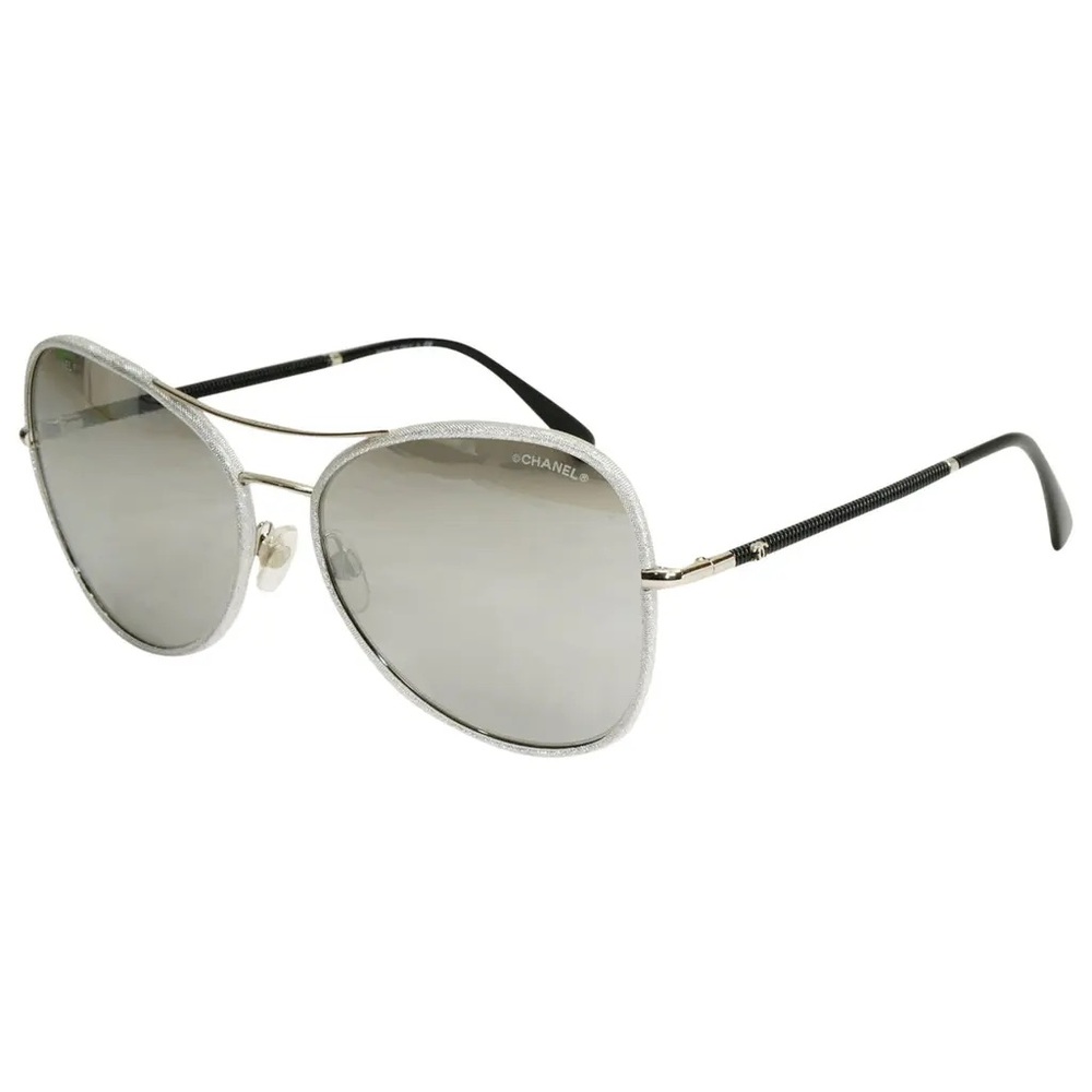 CHANEL Silver Aviator Sunglasses